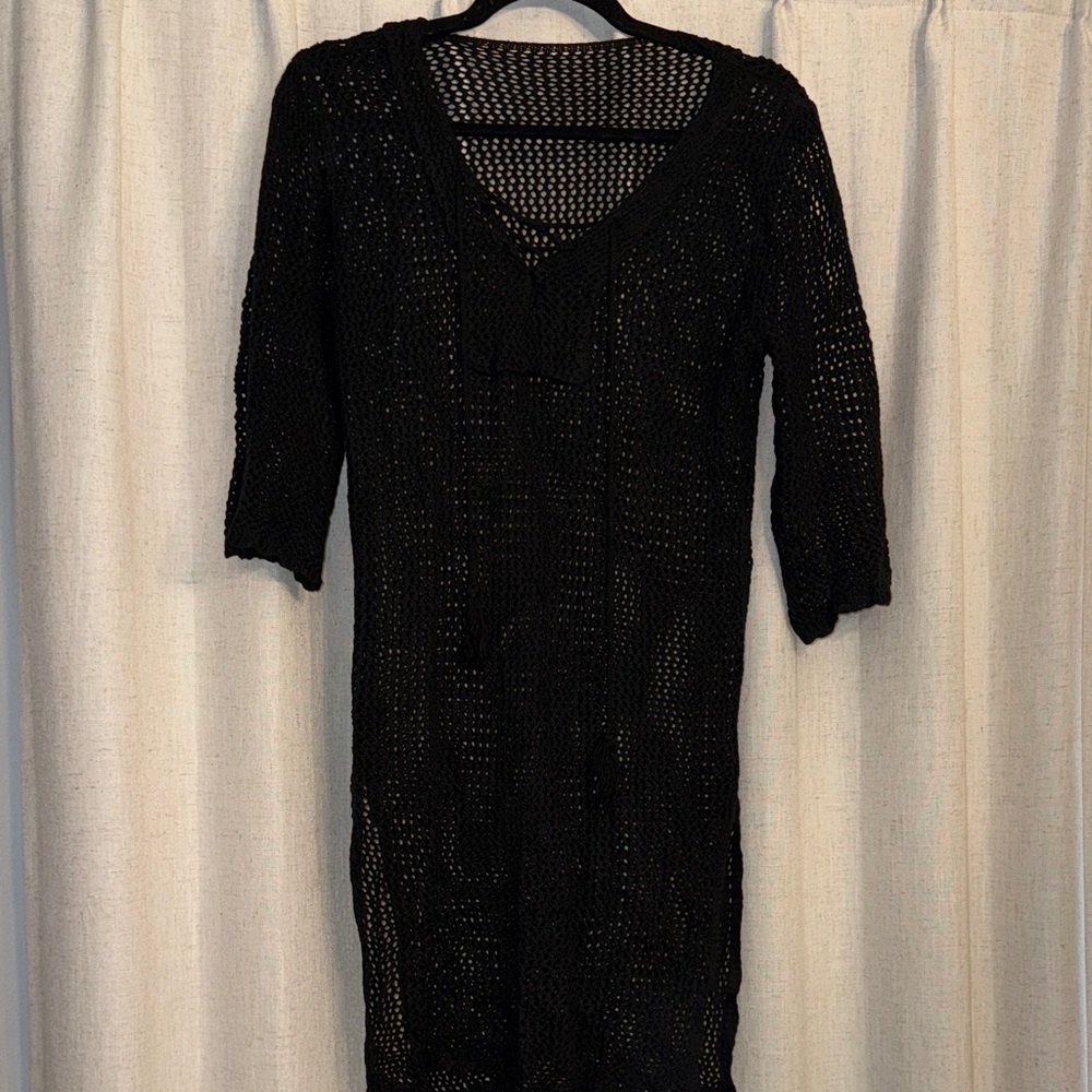 Women’s Black Crochet Swim Cover-Up